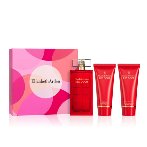 RED DOOR 3 PCS SET FOR WOMEN: 3.3 EAU DE TOILETTE SPRAY + 3.3 BODY LOTION + 3.3 SHOWER GEL.