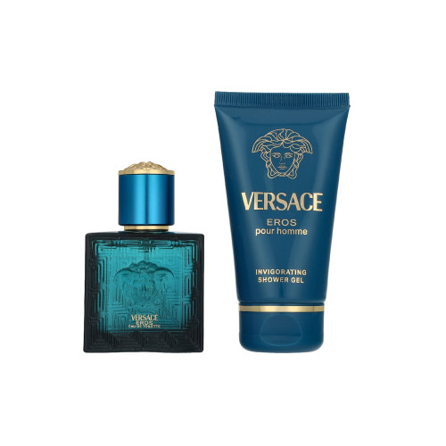 VERSACE EROS 2 PCS SET FOR MEN: 1 OZ EAU DE TOILETTE SPRAY + 1.7 SHOWER GEL.