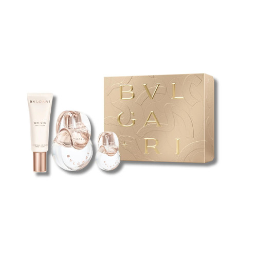 BVLGARI OMNIA CRYSTALLINE 3 PCS SET FOR WOMEN: 3.4 EAU DE TOILETTE SPRAY + 0.5 EAU DE TOILETTE TRAVEL SPRAY + 1.4 HAND CREAM