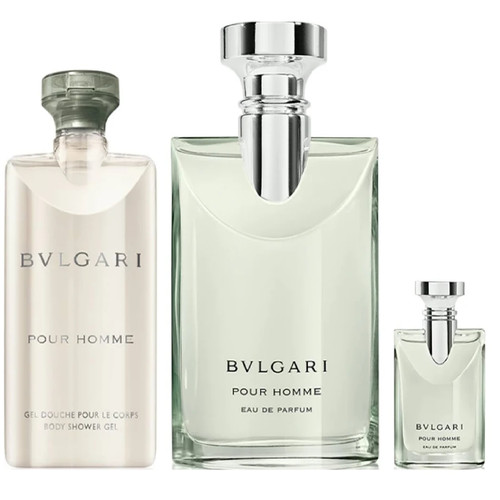 BVLGARI POUR HOMME 3 PCS SET FOR MEN: 3.4 EAU DE PARFUM SPRAY + 2.5 SHOWER GEL + 0.17 EAU DE PARFUM TRAVEL SPRAY