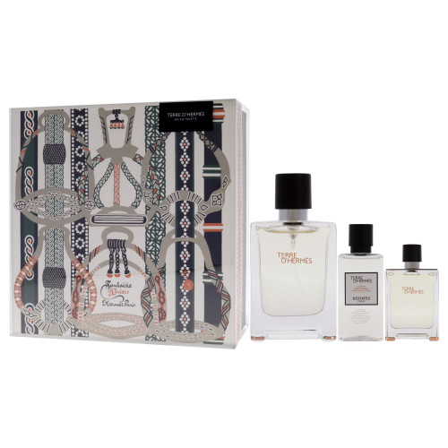 TERRE D'HERMES 2 PCS SET FOR WOMEN: 3.3 EAU DE PARFUM SPRAY FOR WOMEN + 0.5 EAU DE PARFUM TRAVEL SPRAY + 1.4 AFTERSHAVE LOTION