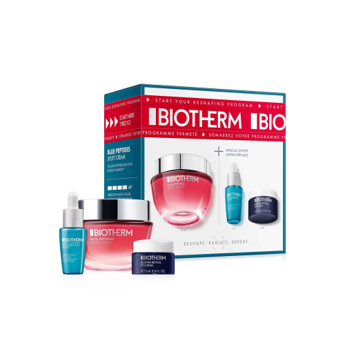 BIOTHERM BLUE PEPTIDES ANTI AGING 3 PCS SET FOR WOMEN: 1.6 UPLIFT DAY CREAM + 0.2 LIFE PLANKTON SERUM + 0.16 EYE CREAM
