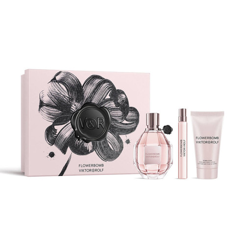 FLOWERBOMB V&R 3 PCS SET FOR WOMEN: 3.4 EAU DE PARFUM SPRAY + 0.34 EAU DE PARFUM TRAVEL SPRAY + 1.7 BODY LOTION