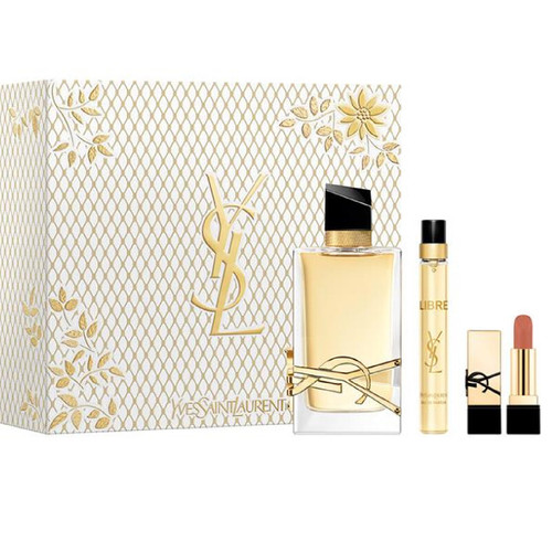 YSL LIBRE 3 PCS SET FOR WOMEN: 3 OZ EAU DE PARFUM SPRAY + 0.34 EAU DE PARFUM TRAVEL SPRAY + MINIATURE LIPSTICK