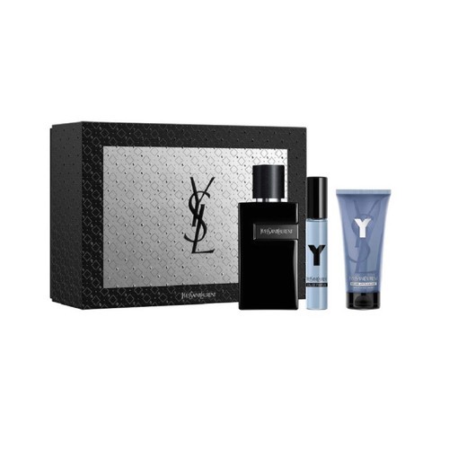 YSL Y 3 PCS SET FOR MEN: 3.4 EAU DE PARFUM SPRAY + 0.34 EAU DE PARFUM TRAVEL SPRAY + 1.7 SHOWER GEL