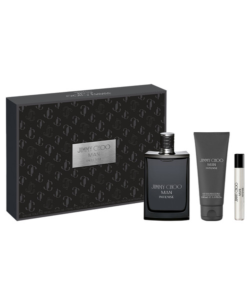 JIMMY CHOO MAN INTENSE 3 PCS SET: 3.3 EAU DE TOILETTE SPRAY + 0.25 EAU DE TOILETTE SPRAY + 3.3 ALL OVER SHOWER GEL