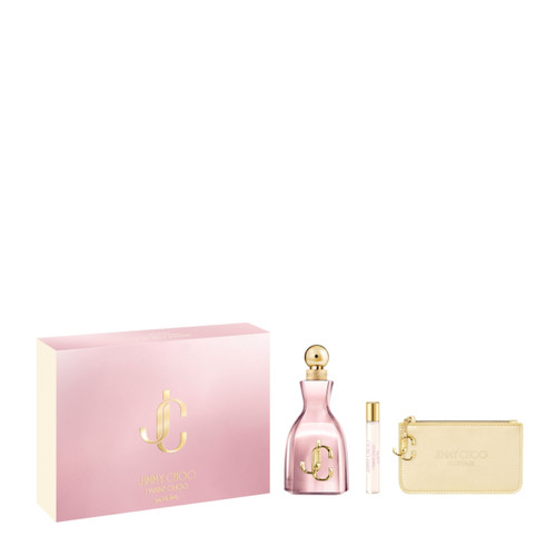 JIMMY CHOO I WANT CHOO WITH LOVE 3 PCS SET FOR WOMEN: 3.3 EAU DE PARFUM SPRAY + 0.25 EAU DE PARFUM SPRAY + POUCH