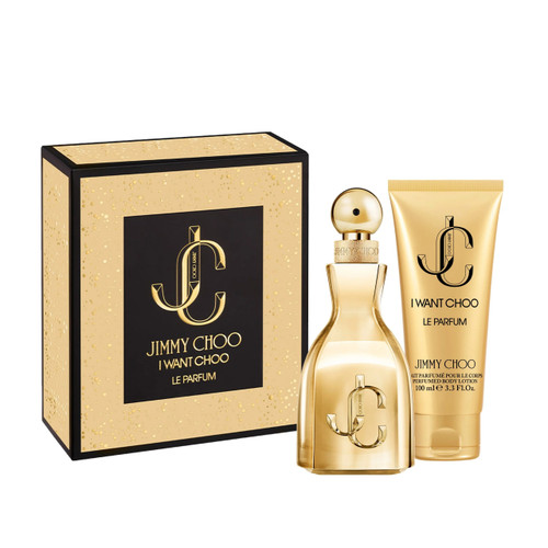 JIMMY CHOO I WANT CHOO LE PARFUM 2 PCS SET FOR WOMEN: 2 OZ PARFUM SPRAY + 3.3 BODY LOTION