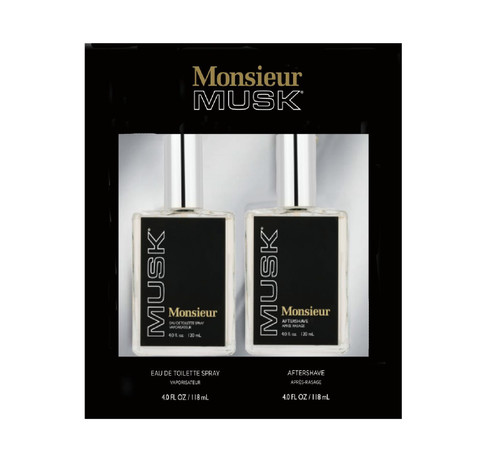 MONSIEUR MUSK 2 PCS SET FOR MEN: 4 OZ EAU DE TOILETTE SPRAY + 4 OZ AFTERSHAVE