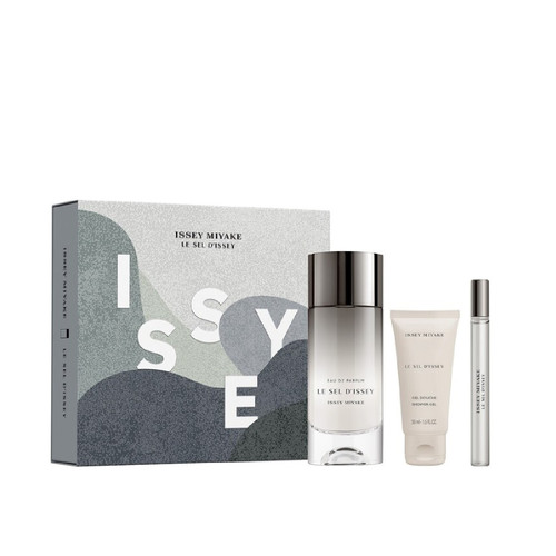 ISSEY MIYAKE LE SEL D'ISSEY 3 PCS SET FOR MEN: 3.3 EAU DE PARFUM SPRAY + 1.6 SHOWER GEL + 0.33 OZ EAU DE PARFUM TRAVEL SPRAY