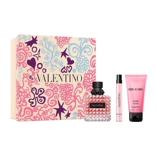 VALENTINO DONNA BORN IN ROMA PURPLE MELANCHOLIA 3 PCS SET FOR WOMEN: 3.3 EAU DE PARFUM SPRAY + 1.7 BODY LOTION + 0.33 OZ EAU DE PARFUM SPRAY