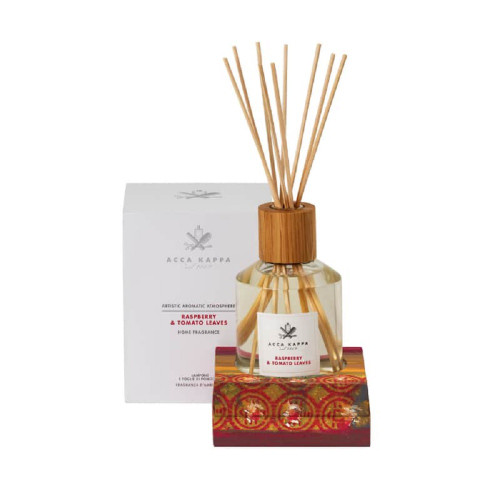 ACCA KAPPA RASPBERRY & TOMATO LEAVES GIFT SET: 8.4 HOME DIFFUSER WITH STICKS + 16.9 REFILL + WOODEN REEDS