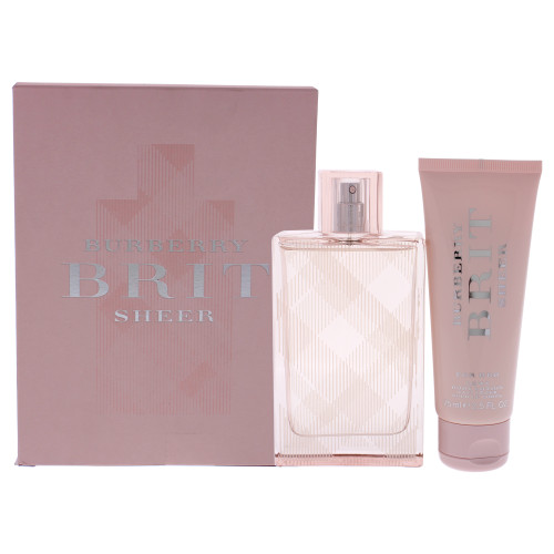 BURBERRY BRIT SHEER 2 PCS SET FOR WOMEN: 3.3 EAU DE TOILETTE SPRAY + 2.5 BODY LOTION (TRAVEL SET)