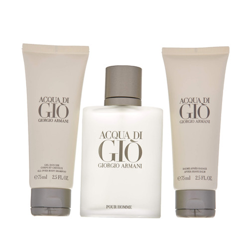 ACQUA DI GIO 3 PCS SET FOR MEN: 3.4 EAU DE TOILETTE SPRAY + 2.5  SHOWER GEL + 2.5 AFTERSHAVE BALM