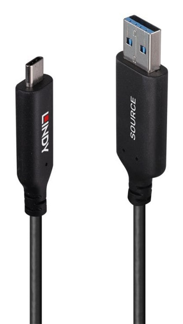 Lindy 10m USB 3.2 Gen 1 Type A to C Fibre Optic Hybrid Cable