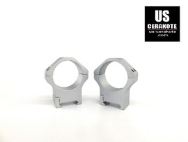 Warne Maxima Horizontal 34mm, PA High Weaver Style Rings Satin Silver 522M