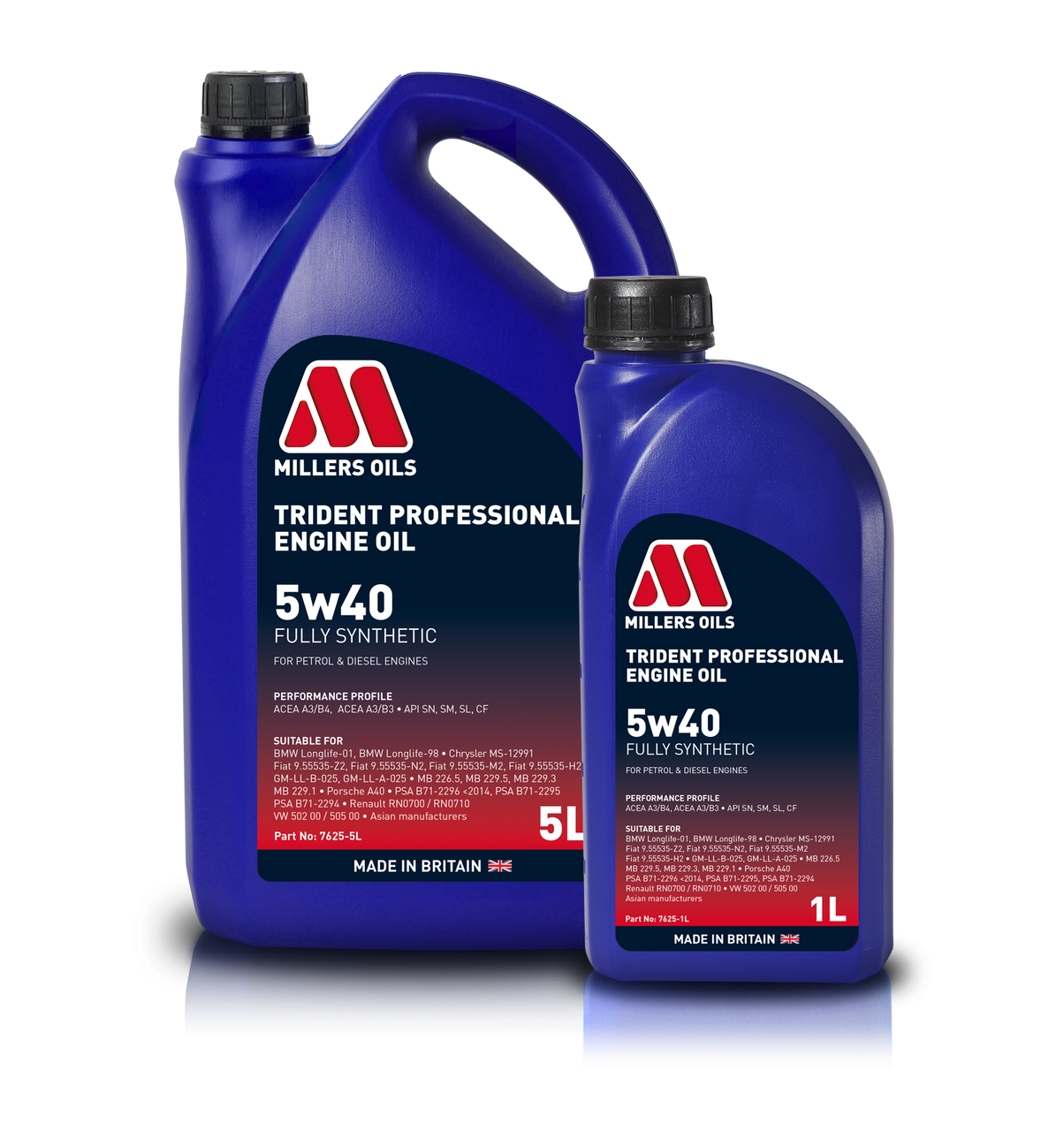 Millers Oils TRIDENT 5W40 Fully Synthetic Engine Oil for Professional