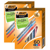 Round Stic Xtra Life Ballpoint Pen, Medium Point (1.0mm), Assorted, 60 Per Box, 2 Boxes - BICGSM609AST-2