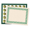 Art Deco Set -Green Border Paper, Plain Folders, Gold Seals