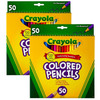 Crayola Colored Pencils, Full Length, Assorted Colors, 50ct per box, Set of 2 boxes