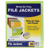 Write-On Poly File Jackets, Assorted colors, Pack of 10