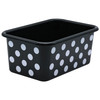 White Polka Dots on Black Small Plastic Storage Bin, Pack of 3