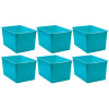 Plastic Multi-Purpose Bin, Teal, Pack of 6