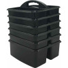 Plastic Storage Caddy, Black, Pack of 6