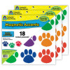 Colorful Paw Prints Magnetic Accents, 18 Per Packs, 3 Packs