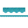 Teal Sparkle Scalloped Border Trim, 35 Feet Per Pack, 6 Packs
