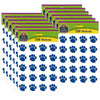 Blue Paw Prints Stickers, 1" Square, 120 Per Pack, 12 Packs - TCR5747BN