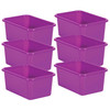 Purple Small Plastic Storage Bin, Pack of 6