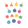 Rainbow Wooden Nuts & Bolts - Set of 14 - 7 Nuts and 7 Bolts in Matching Shapes & Colors