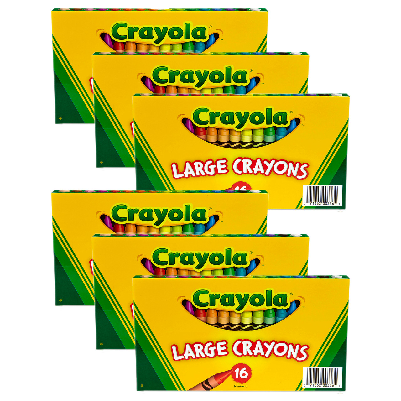 Large Crayons, Classic Colors, 16 Per Pack, 6 Packs