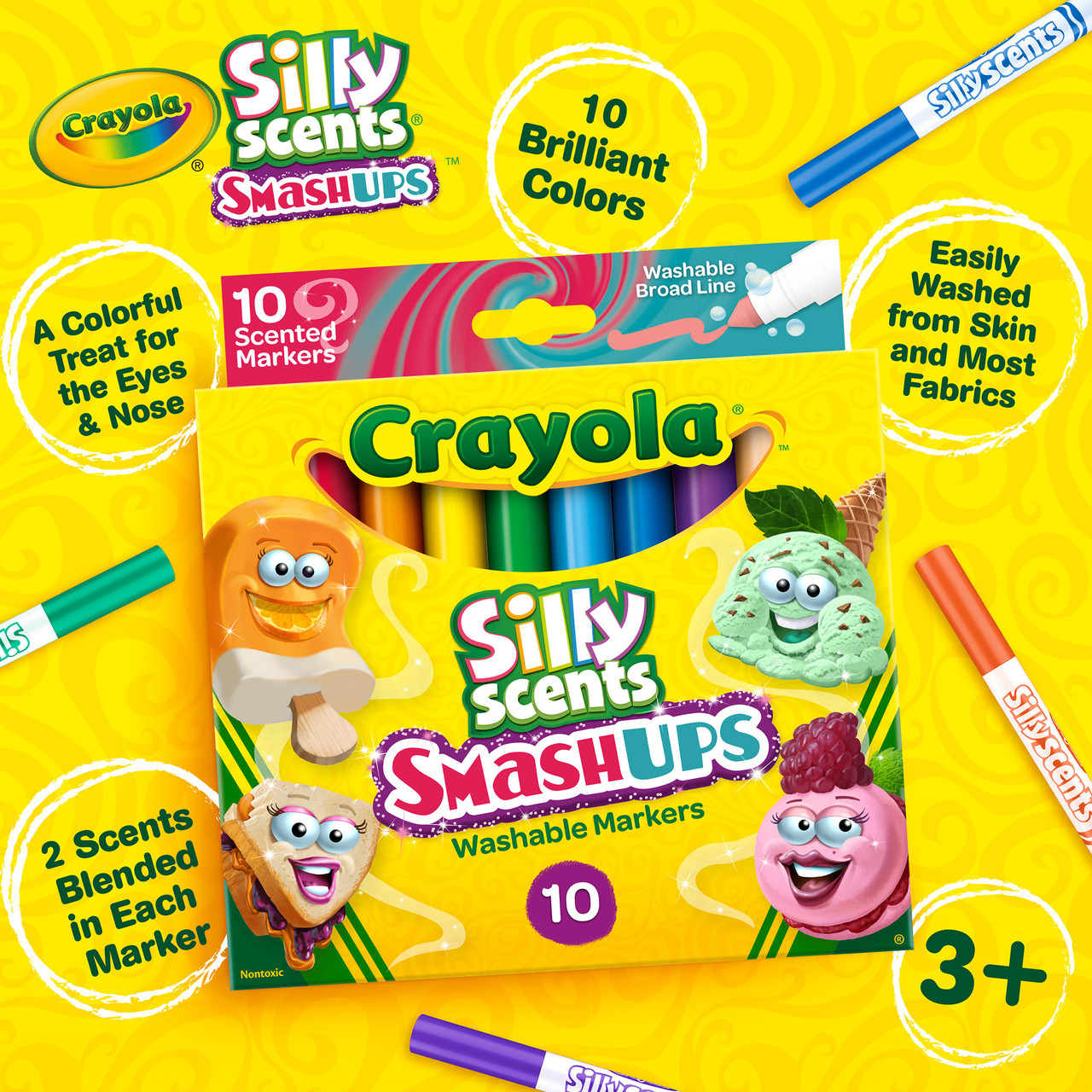 Crayola Silly Scents Smash Ups Washable Markers 10 Count