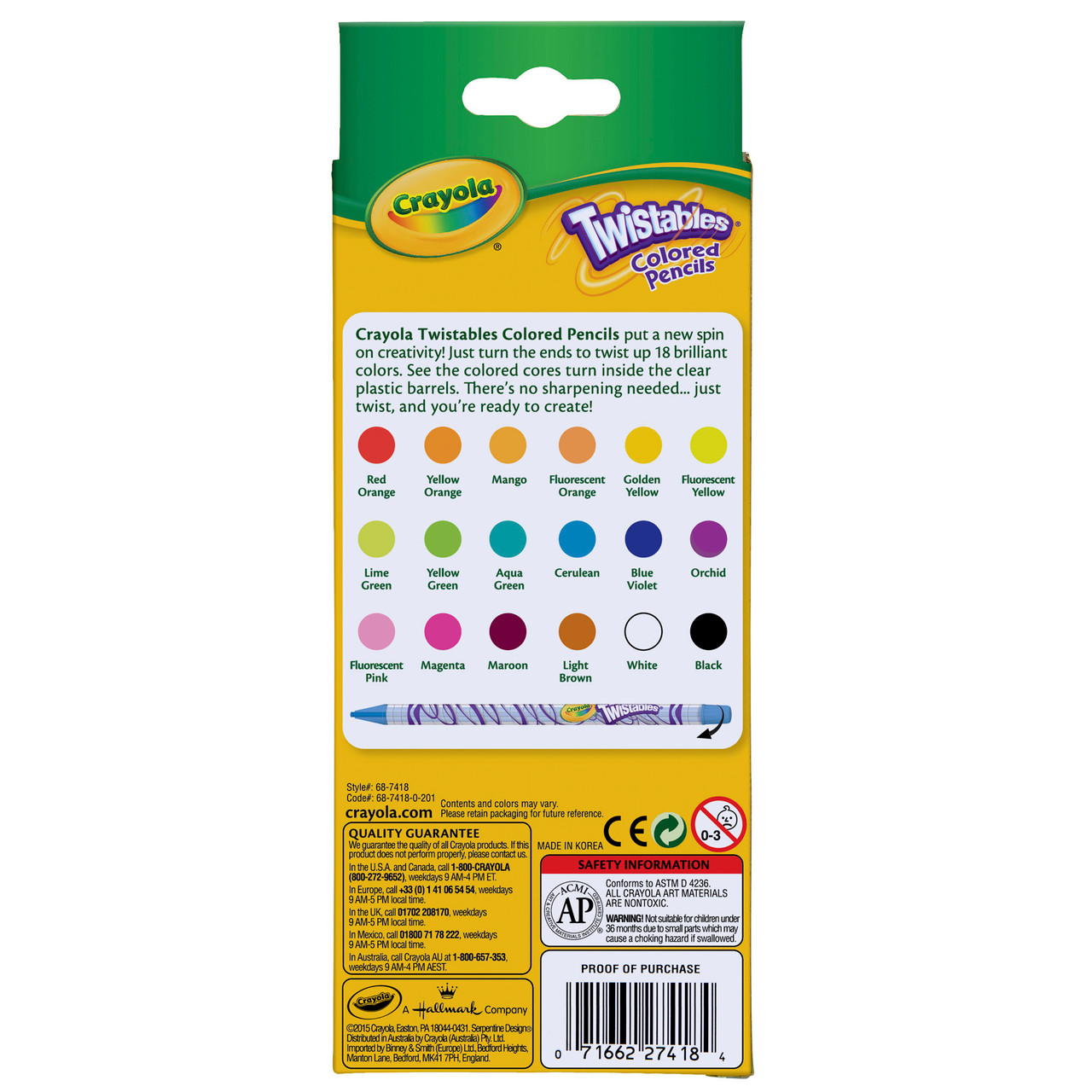Crayola Twistables Colored Pencils, 12 Per Box, 6 Boxes