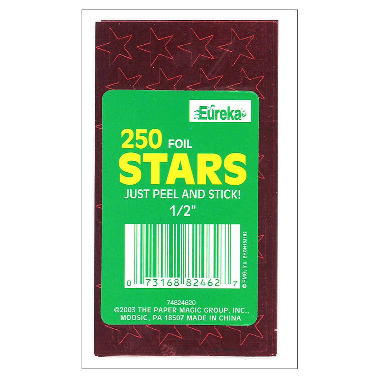 1/2 Gold (250) Presto-Stick Foil Star Stickers - EU-82422