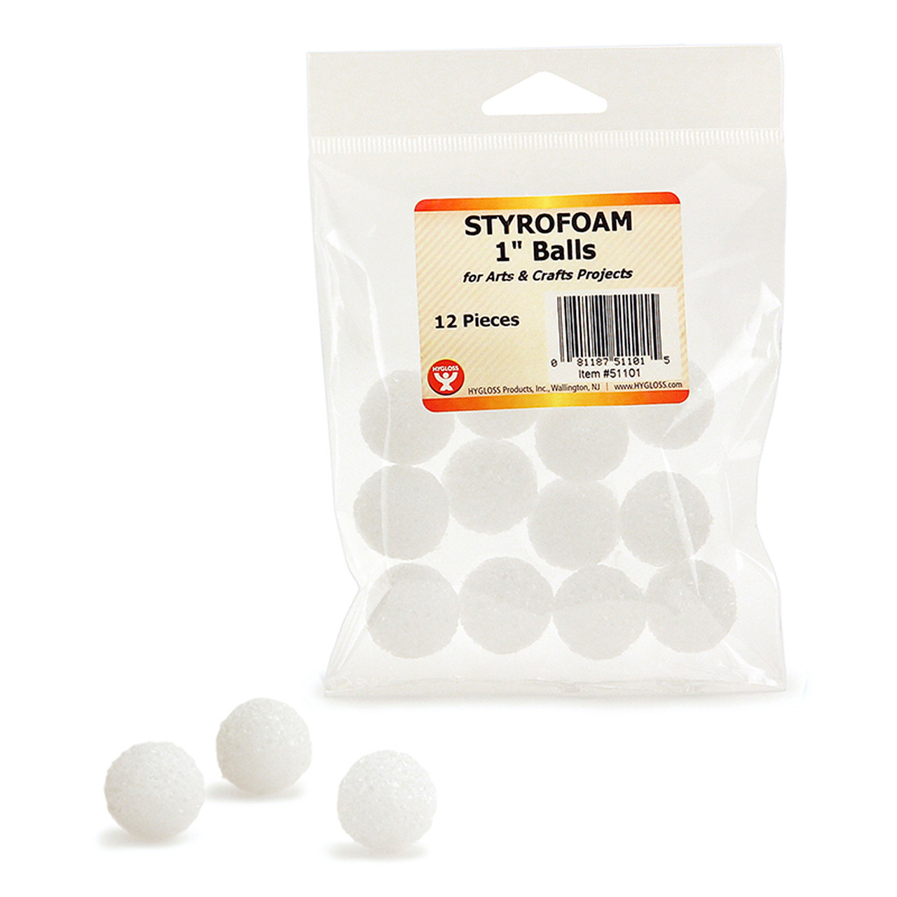 Styrofoam Balls, 1 Inch, White, 12 Per Pack, 6 Packs  HYG51101-6 23.94 New