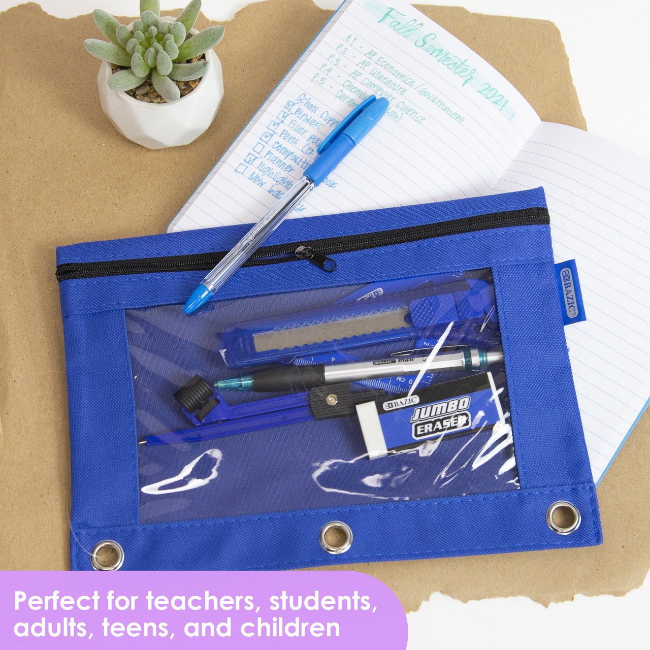 2-Pocket Pencil Pouch, Clear