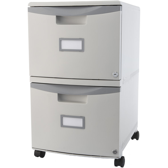 2 Drawer Mobile File Cabinet with Lock, Gray