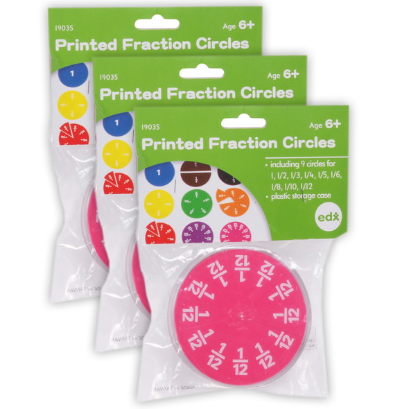 Fraction Circles - 9 Values & Colors - 51 Per Set - 3 Sets
