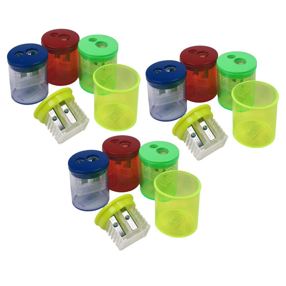 Two-Hole Pencil Sharpener, Assorted Colors, Pack of 12 - ESN513-12