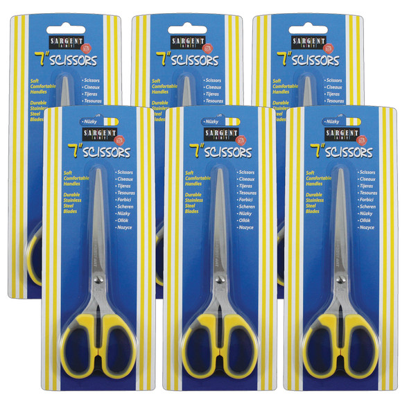 7" Pointed Scissors, Pack of 6 - SAR220911-6
