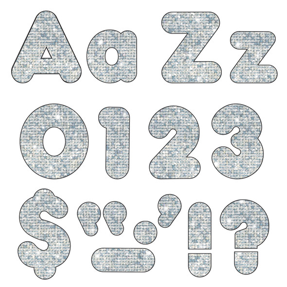 Silver Sparkle 4" Casual Combo Ready Letters - T-79943