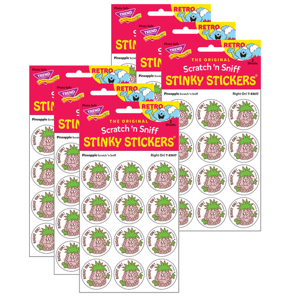 (6 Pk) Stickers 24ct Right On Pineapple Scent - T-83617-6