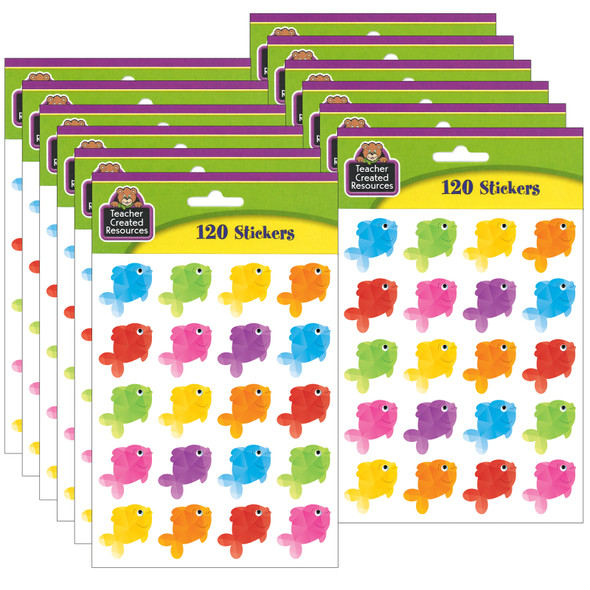 Colorful Fish Stickers, 120 Per Pack, 12 Packs - TCR3553-12