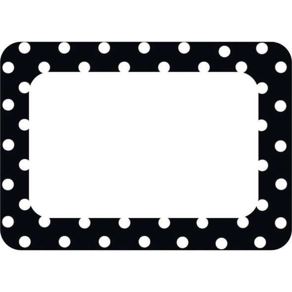 Black Polka Dots 2 Name Tags/Labels, 36 Per Pack, 6 Packs - TCR5538-6