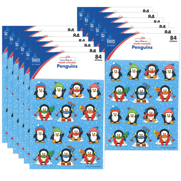 Penguins Shape Stickers, 84 Per Pack, 12 Packs - CD-168034-12