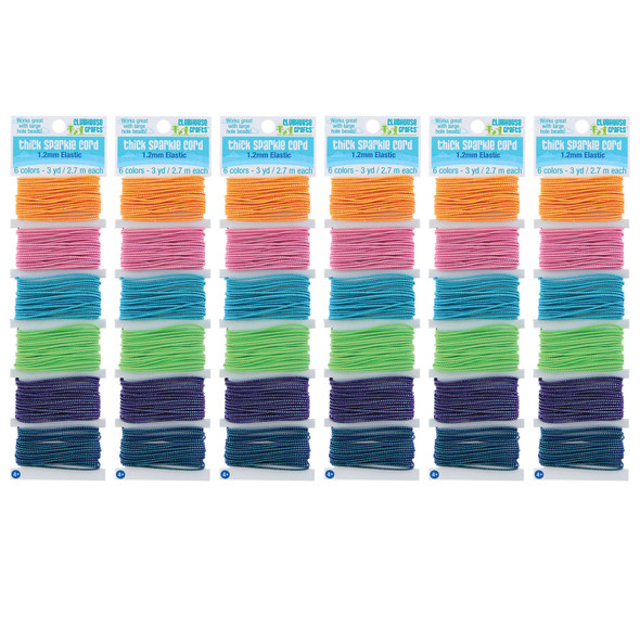 Thick Sparkle Elastic Cord, 6 Colors, 18 Yards Per Pack, 6 Packs