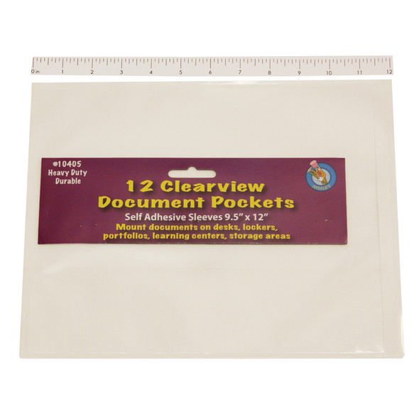 Clear View Self-Adhesive Document Pocket 9" x 12", 12 Per Pack, 3 Packs - ASH10405BN